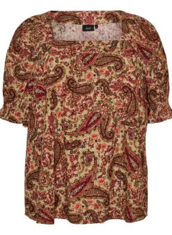 Viskose-Bluse mit Paisley-Print und eckigem Ausschnitt