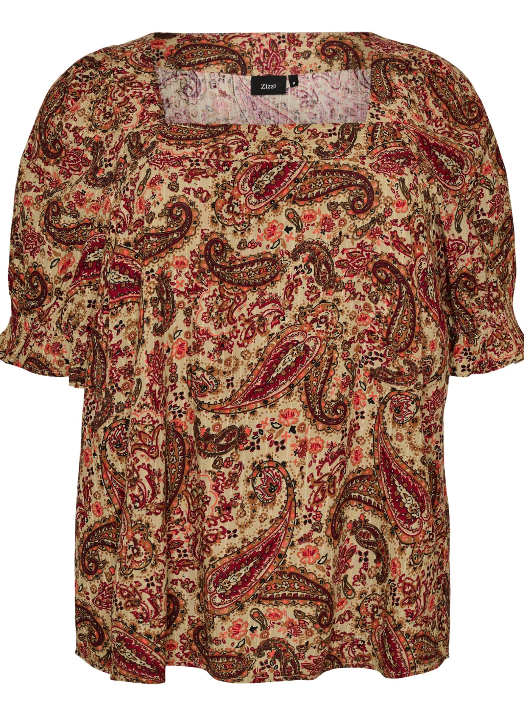 Viskose-Bluse mit Paisley-Print und eckigem Ausschnitt