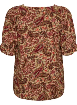 Viskose-Bluse mit Paisley-Print und eckigem Ausschnitt