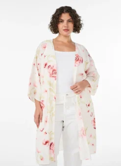 Viskose-Kimono mit 3/4-Ärmeln