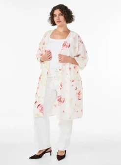 Viskose-Kimono mit 3/4-Ärmeln