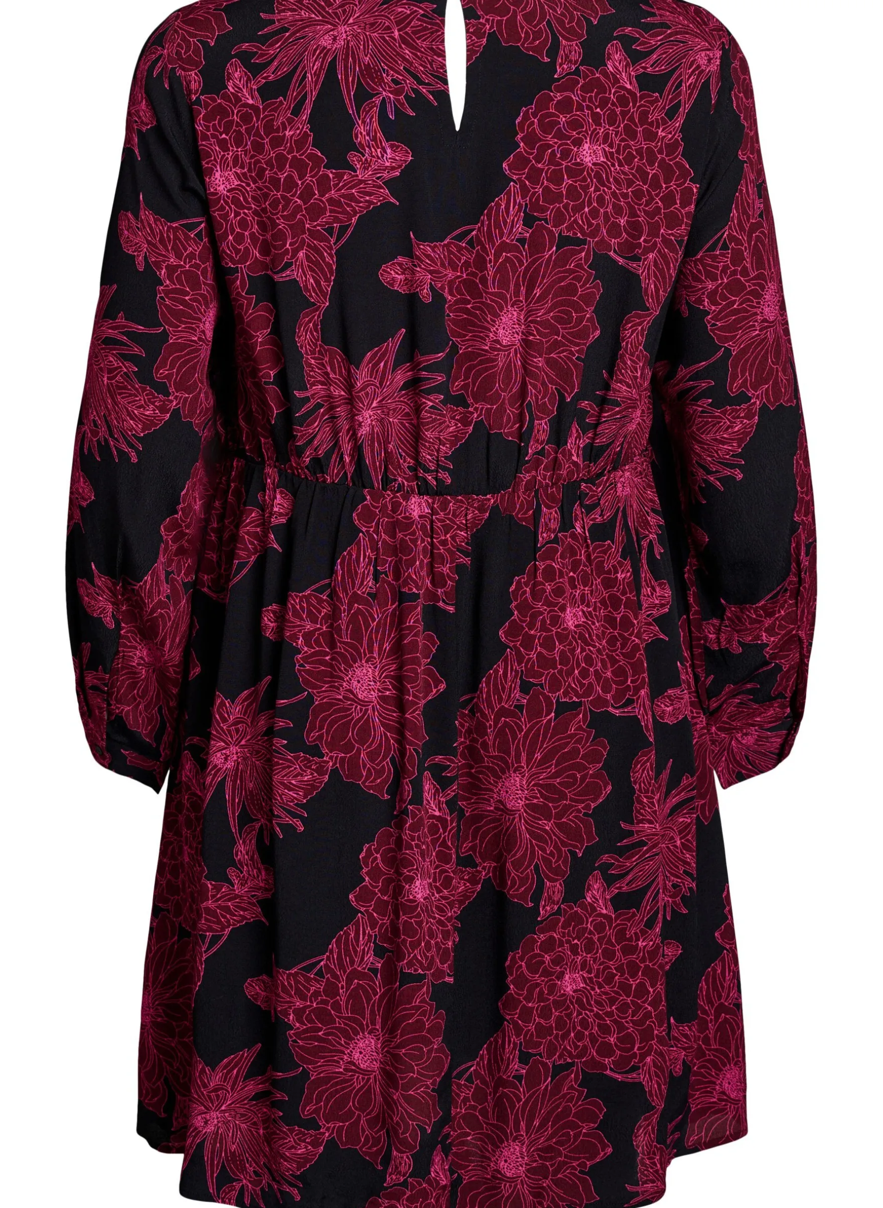Viskosekleid mit Druck und langen Ärmeln