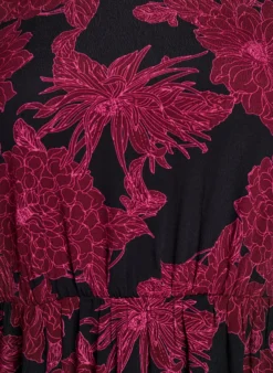 Viskosekleid mit Druck und langen Ärmeln
