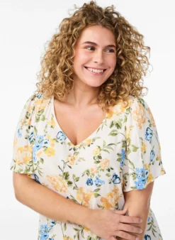 Viskose-Midikleid mit Blumenprint