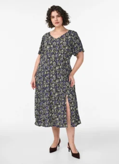 Viskose-Midikleid mit Blumenprint