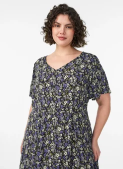 Viskose-Midikleid mit Blumenprint