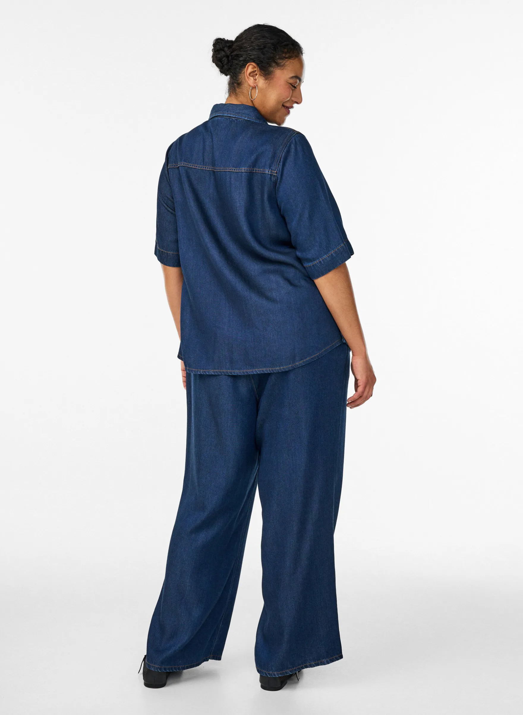 Weite Lyocellhose in Denim-Optik