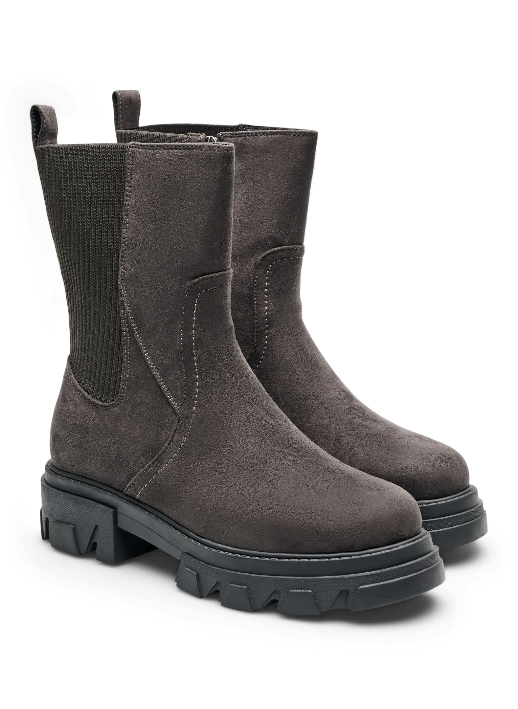 Weiter Passform - Chunky-Stiefel aus Kunstwildleder