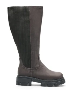 Weiter Passform - Langer Stiefel mit geripptem, elastischem Schaft und chunky Sohle