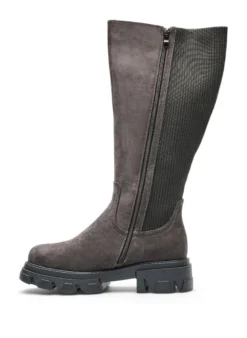 Weiter Passform - Langer Stiefel mit geripptem, elastischem Schaft und chunky Sohle