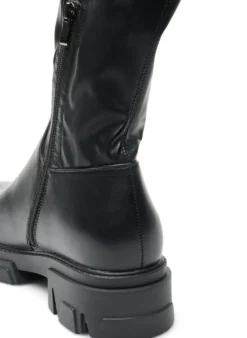 Weiter Passform - Langschaftstiefel aus Kunstleder mit klobiger Sohle