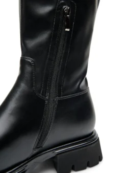 Weiter Passform - Langschaftstiefel aus Kunstleder mit klobiger Sohle