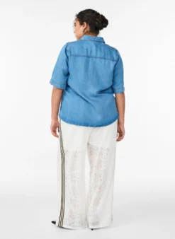 Weite Spitzenhose mit Kontraststreifen