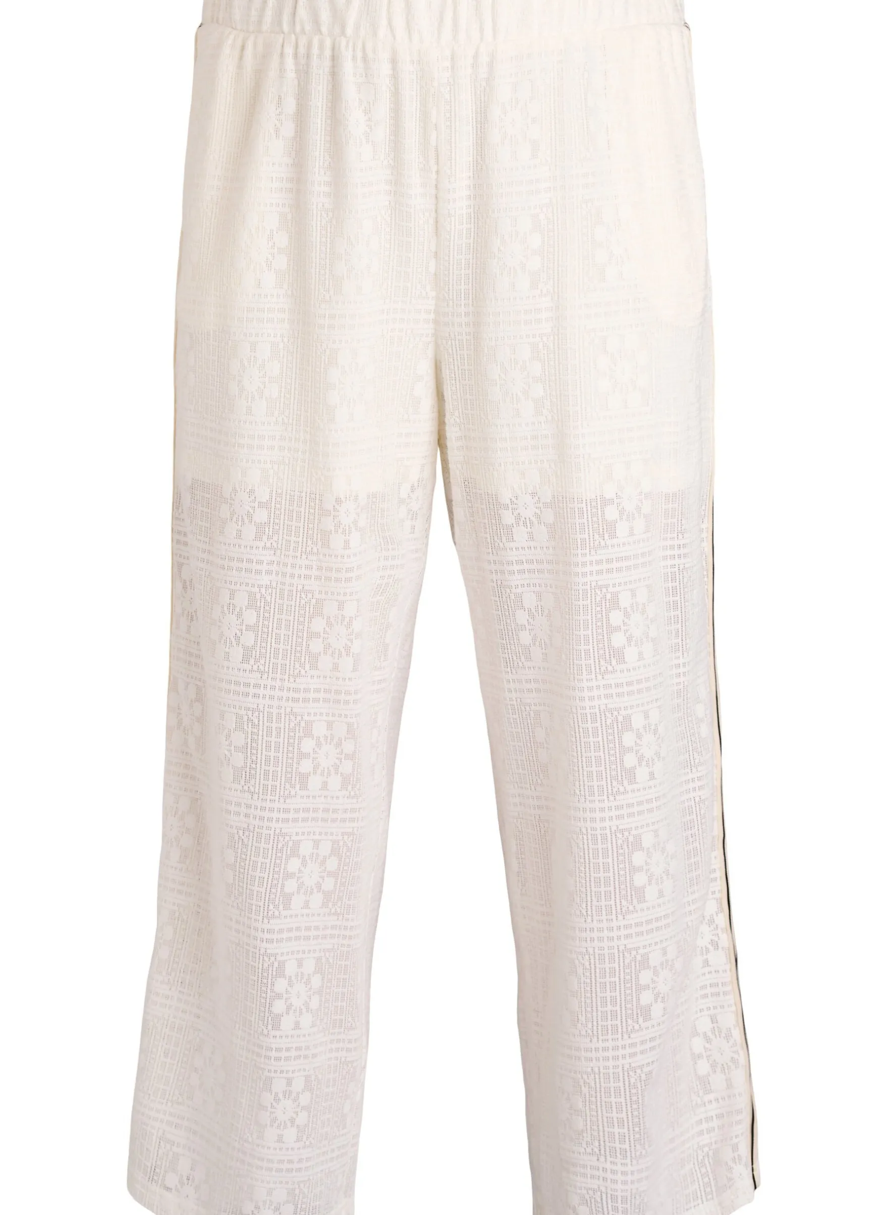 Weite Spitzenhose mit Kontraststreifen