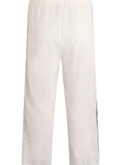 Weite Spitzenhose mit Kontraststreifen