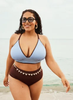 Wende-Bikini-Top mit V-Ausschnitt und Kreuzträgern