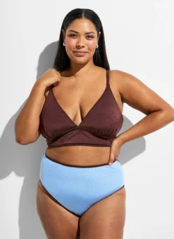 Wende-Bikini-Top mit V-Ausschnitt und Kreuzträgern