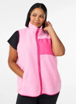 Weste aus Teddyfleece mit Reißverschluss und Kontrastdetails