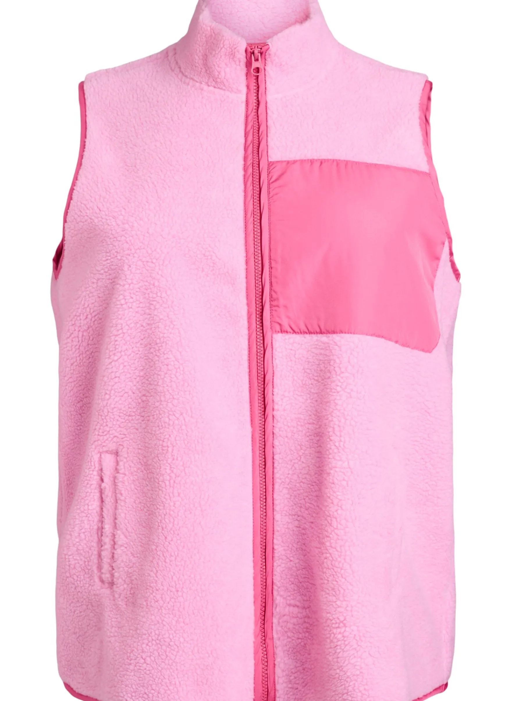 Weste aus Teddyfleece mit Reißverschluss und Kontrastdetails