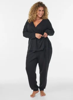 Wickelbluse aus Jersey mit Bindeband