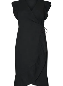 Wickelkleid aus Baumwoll-Musselin mit Rüschen