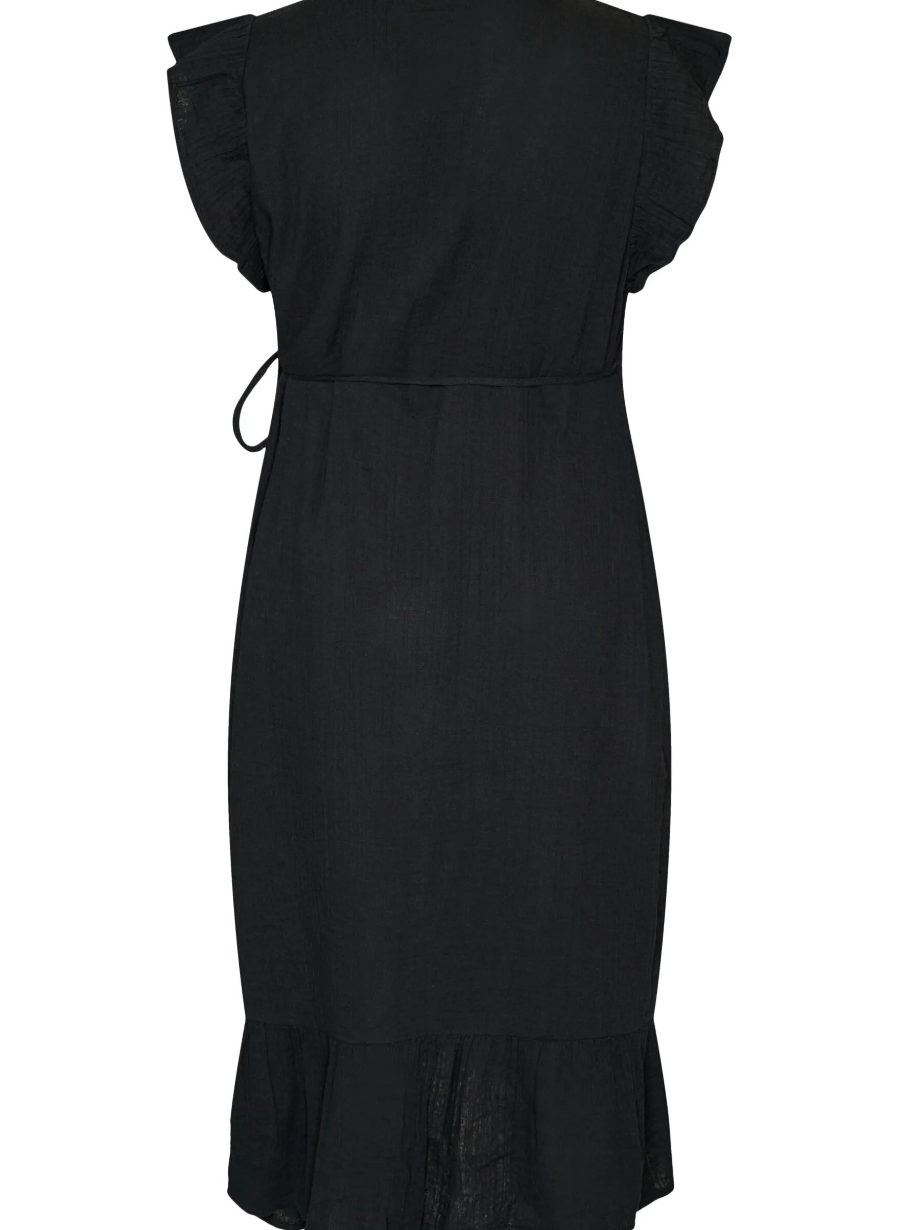 Wickelkleid aus Baumwoll-Musselin mit Rüschen