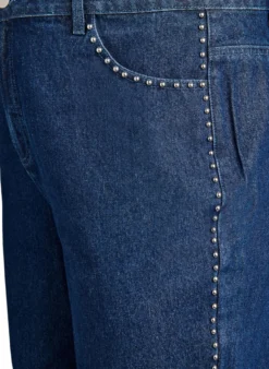 Wide-Leg-Jeans mit Nieten und hoher Taille