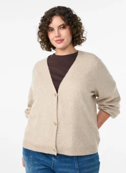 Wollstrickjacke mit Schleifenknöpfen