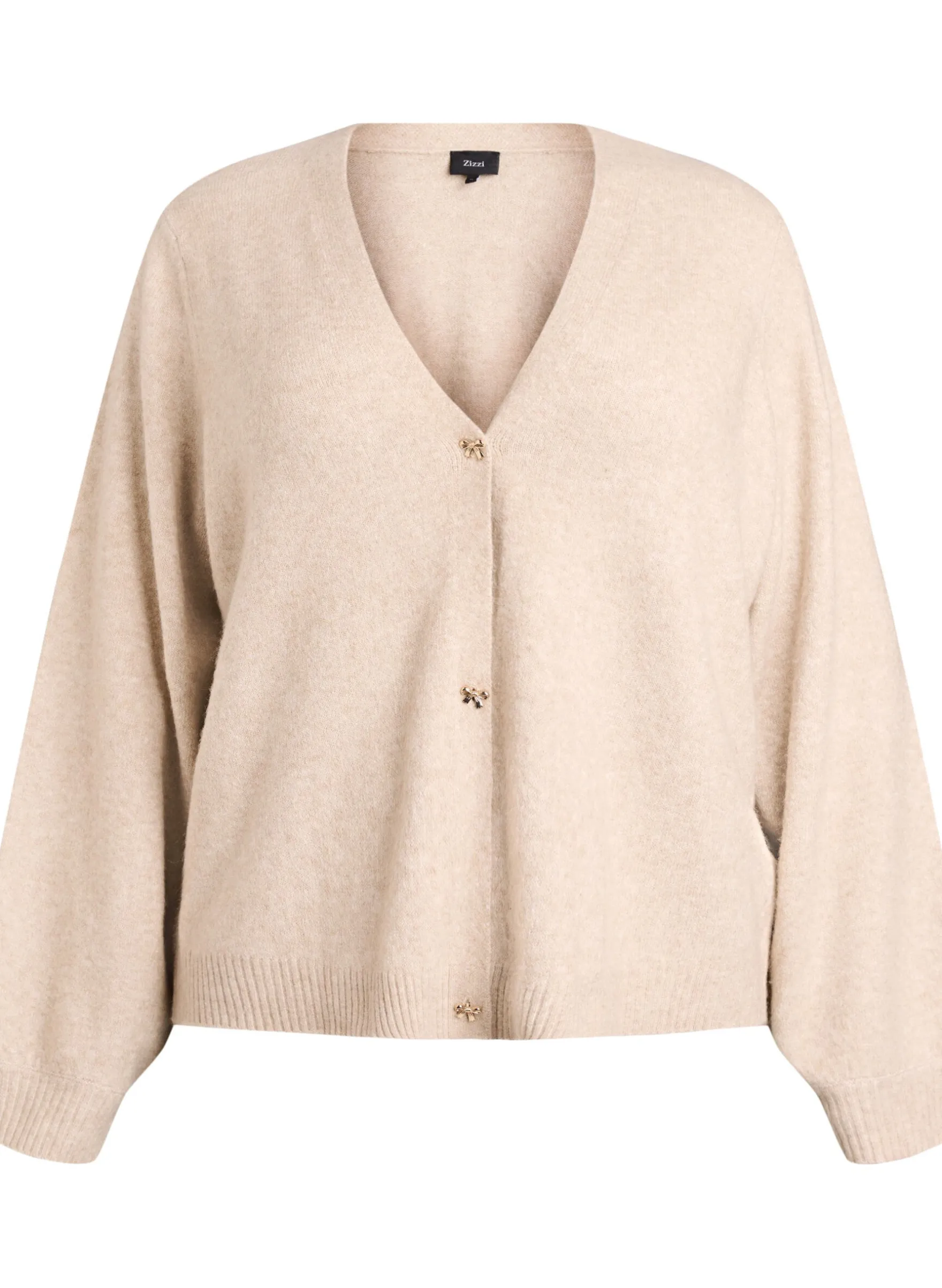 Wollstrickjacke mit Schleifenknöpfen