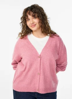 Wollstrickjacke mit Schleifenknöpfen