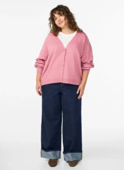 Wollstrickjacke mit Schleifenknöpfen