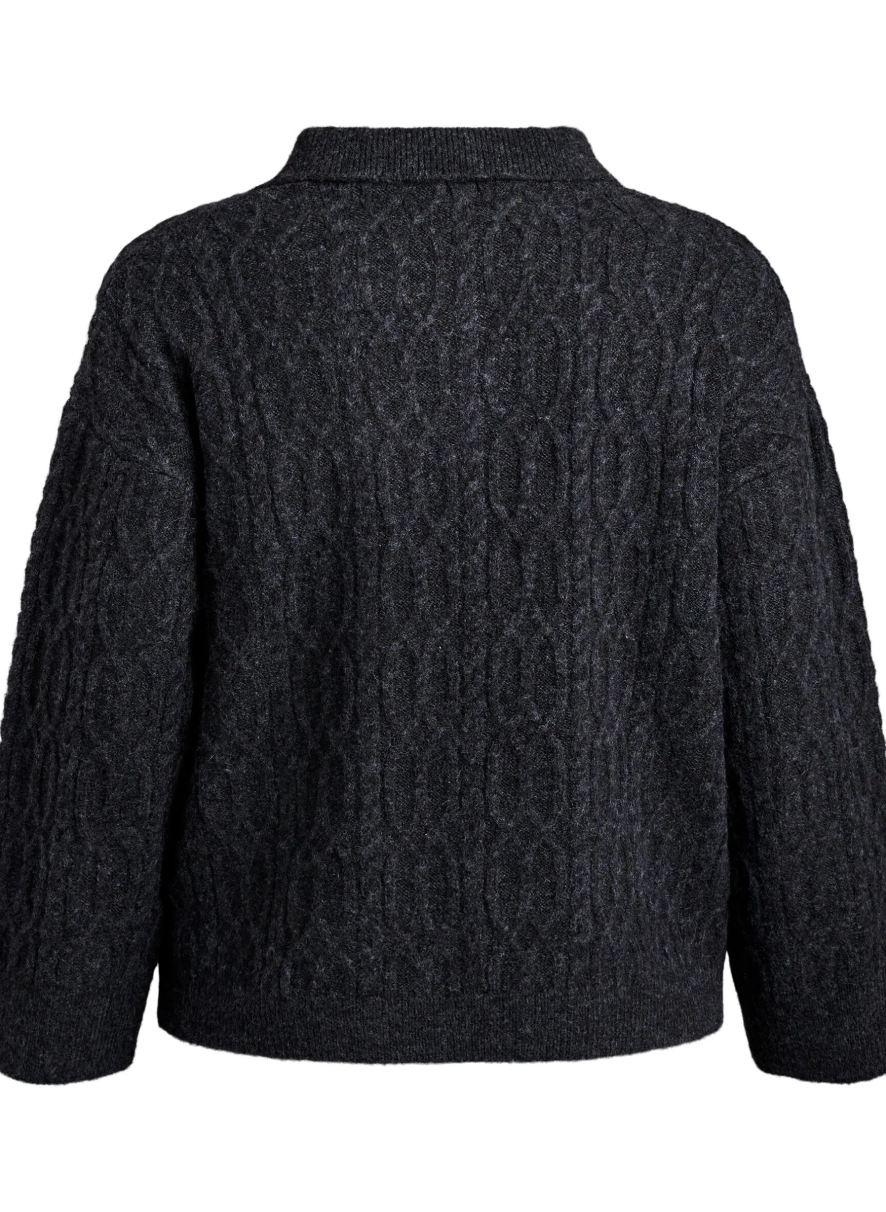 Zopfmuster-Pullover mit Polokragen
