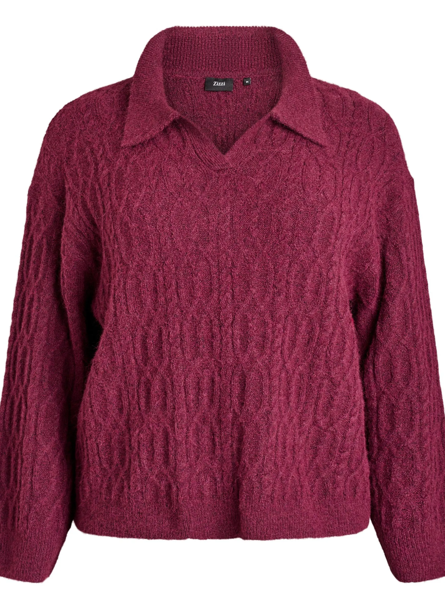 Zopfmusterpullover mit Polokragen