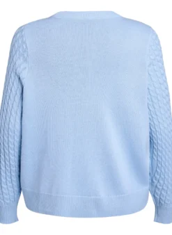 Zopfmuster-Strickjacke mit goldenen Knöpfen