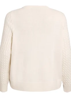 Zopfmuster-Strickjacke mit goldenen Knöpfen