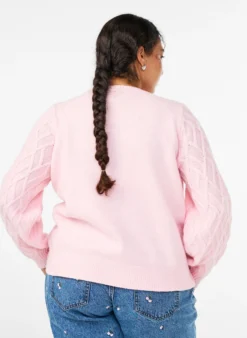 Zopfmuster Strickjacke mit Perlenknöpfen